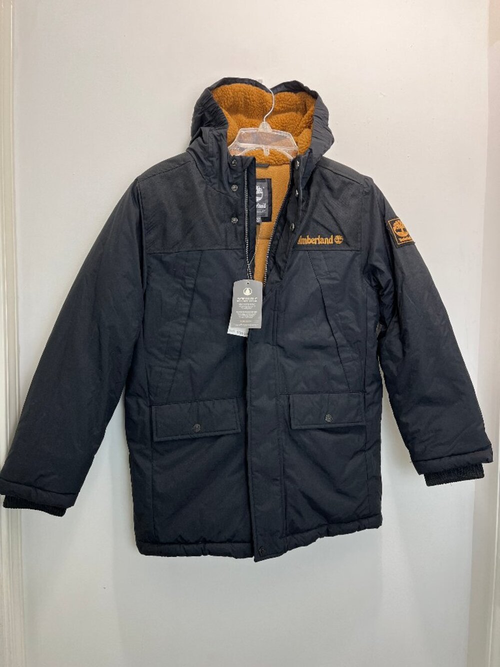Timberland Boy Black Water Resistant Breathe Hooded Jacket Coat M 10-12 Insulate